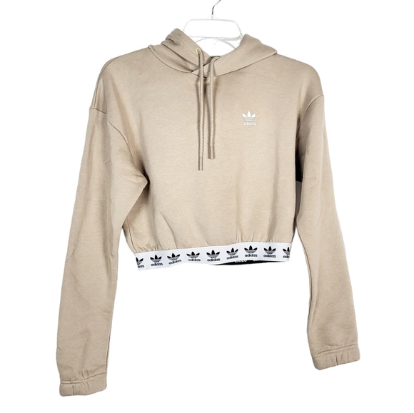 adidas Tops - ADIDAS cropped pullover hoodie in trace khaki NWT streetwear